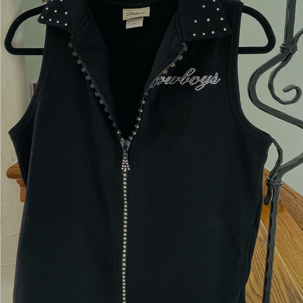 OSU Bling Rhinestone encrusted Zippered Sweater sleeveless Jacket Small EUC